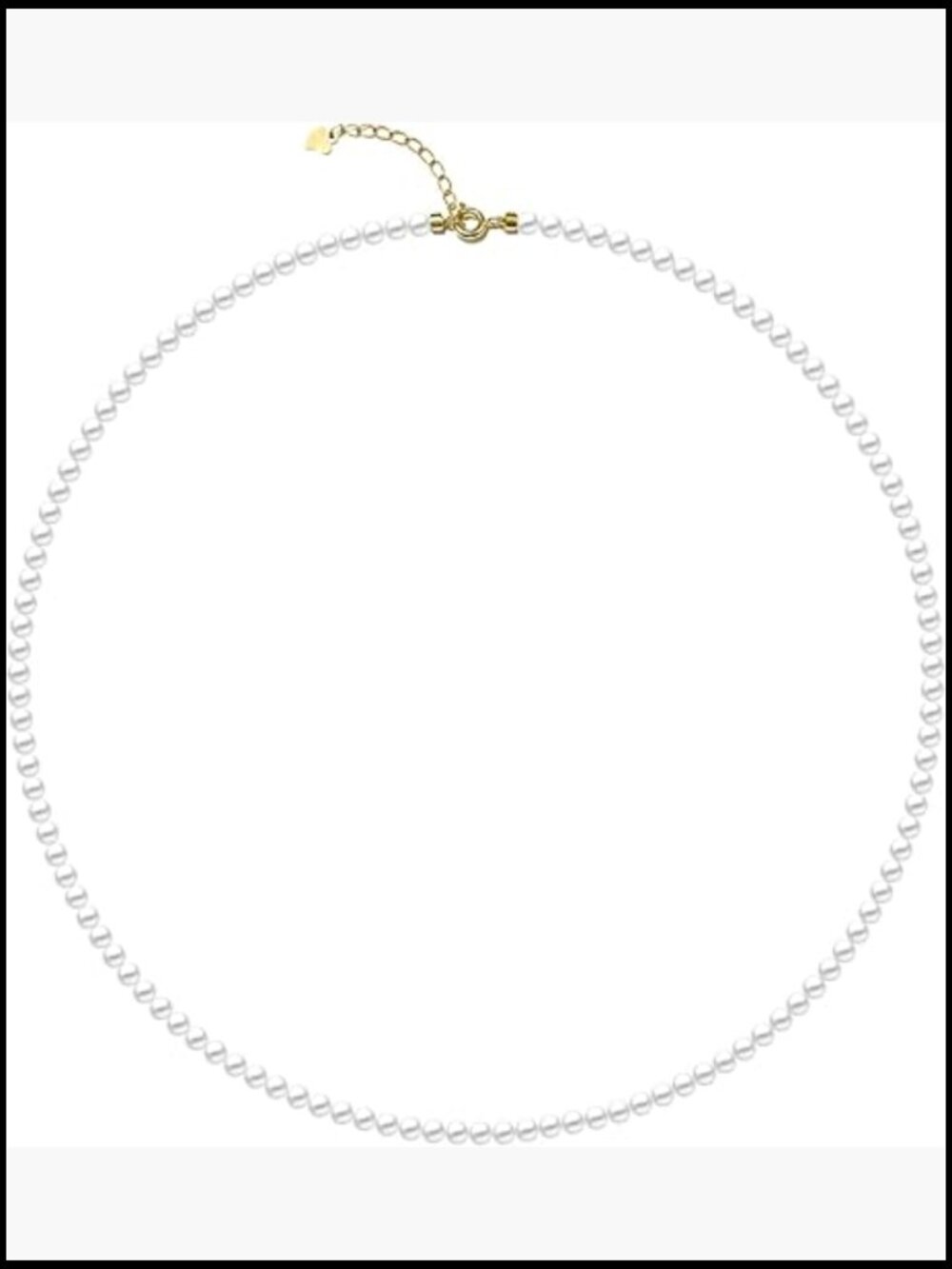 Tiny Dainty Pearl Choker Necklace Sterling Silver Round Strand Adjustable